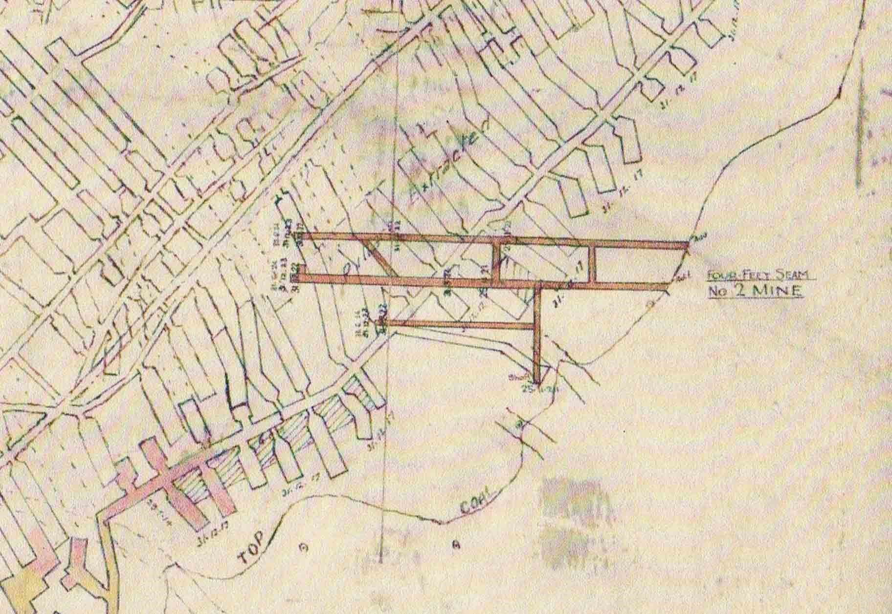 Corrimal Balgownie No. 2 Colliery extent of workings under Brokers Nose Mine